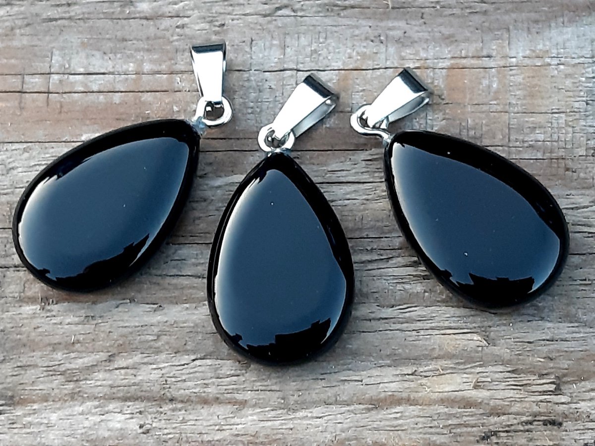 Edelsteen Onyx druppel hanger